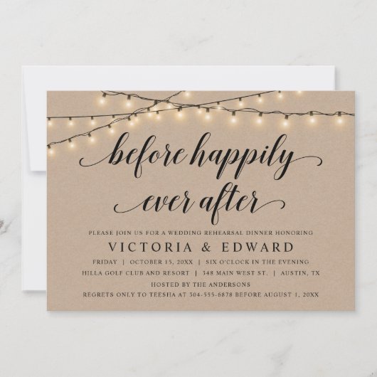 Vor dem Glück je danach, Hochzeit Probe Einladung (Vorderseite)