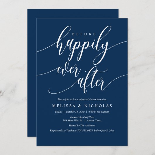 Vor dem glücklichen Ende, Probe Abendessen Einladung (Vorne/Hinten)