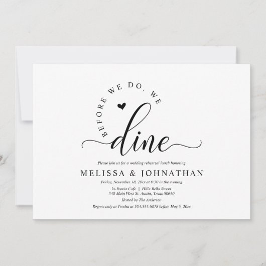 Vor dem glücklichen Ever nach Hochzeit Probe Abend Einladung (Vorderseite)