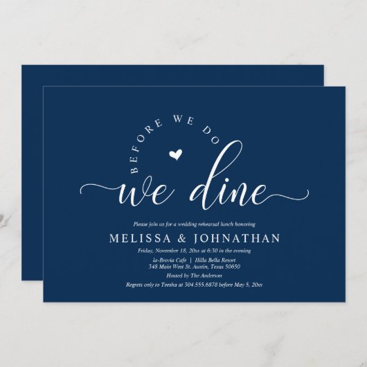 Vor dem glücklichen Ever nach Hochzeit Probe Abend Einladung (Vorne/Hinten)