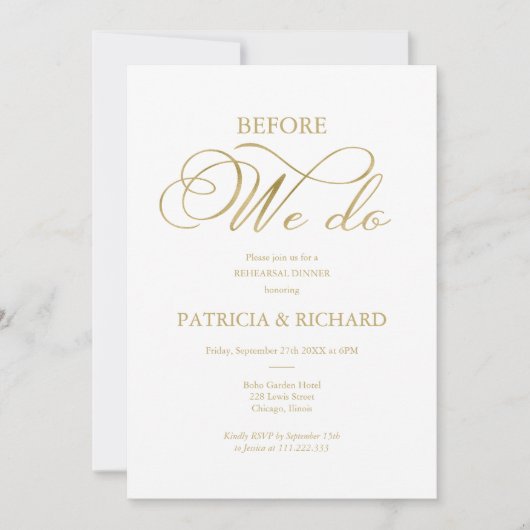 Vor dem Goldenen Fohlen Einfache Probe Dinner Einladung (Vorderseite)