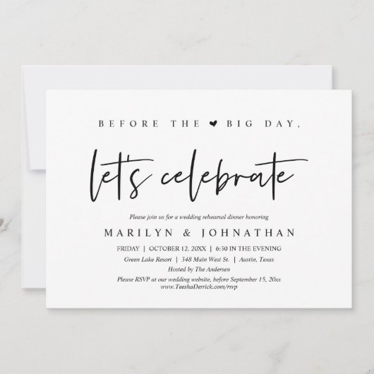 Vor dem großen Tag, Hochzeitsessen Probe Einladung (Vorderseite)