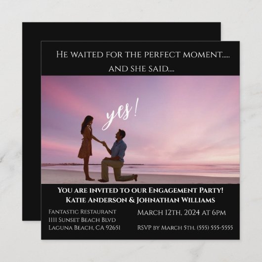 Vor dem Hintergrund des Engagements Party-Foto-Sun Einladung (Vorne/Hinten)