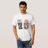 Vor dem Kaffee Grumpy Cat Nach dem Kaffee T-Shirt (Vorne ganz)