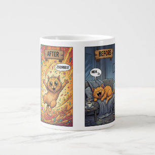 Vor dem Kaffee Nach dem Kaffee Lustige Katze Spezi Jumbo-Tasse