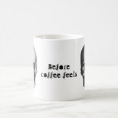 Vor dem Kaffee realistisch schwarz-weiß Schädel Verwandlungstasse (Mittel)