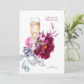 Vor dem Ring Champagne Magenta Bridal Einladung (Stehend Vorderseite)