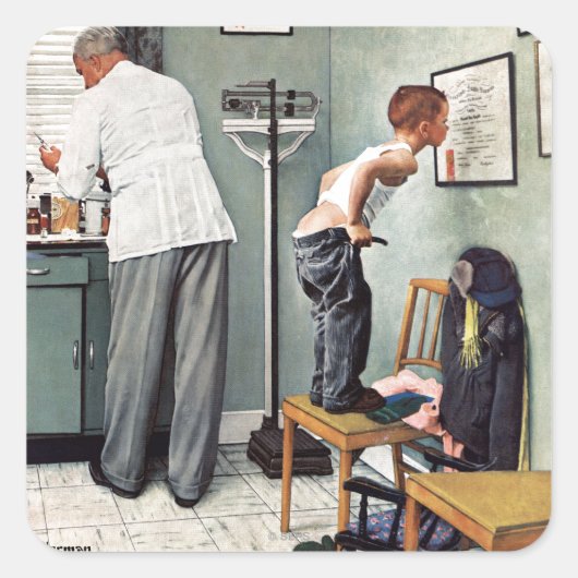 Vor dem Schuss oder am ärztlichen Anschlag Quadratischer Aufkleber (Vorderseite)