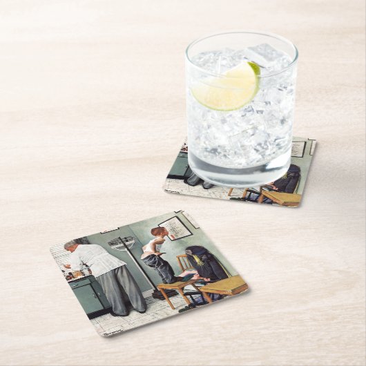 Vor dem Schuss oder am Doktor Rechteckiger Pappuntersetzer (Vor Ort)