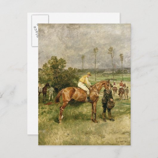 Vor dem Start, 1890 Postkarte (Vorne/Hinten)