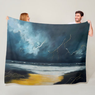 Vor dem Sturm – Abstrakte Meereslandschaft Fleecedecke