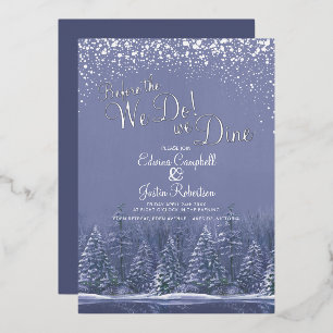 Vor dem Winter Hochzeitsbäume See blau Folieneinladung