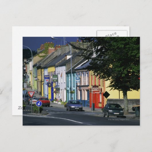 Vor einem Gebäude geparkte Autos, Adare Postkarte (Vorne/Hinten)