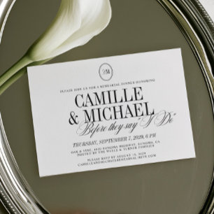 Vor ihrer Hochzeit Monogramm Probeessen Einladung