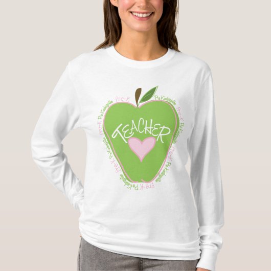 Vor k-Lehrer-rosa und grünes Apple T-Shirt (Vorderseite)