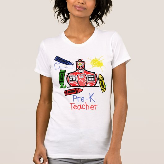 Vor k-Lehrer-T-Shirt - Schulhaus u. Zeichenstifte T-Shirt (Vorderseite)