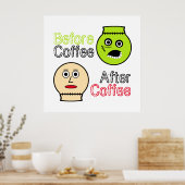 Vor Kaffee, nach Kaffee, Kaffeemonster Poster (Küche)