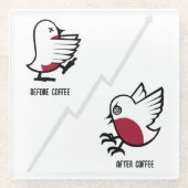 Vor & nach dem Kaffee Zombie an Frenzy Funny Robin Glasuntersetzer (Vorderseite)