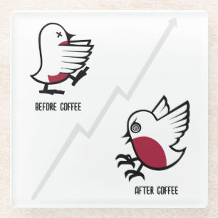 Vor & nach dem Kaffee Zombie an Frenzy Funny Robin Glasuntersetzer