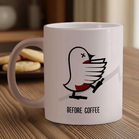 Vor & nach dem Kaffee Zombie an Frenzy Funny Robin Jumbo-Tasse