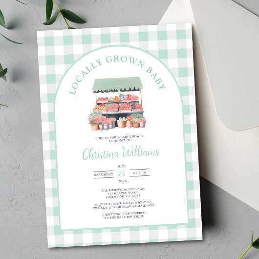 Vor Ort angebaute Gender-Neutral-Green-Baby-Dusche Einladung