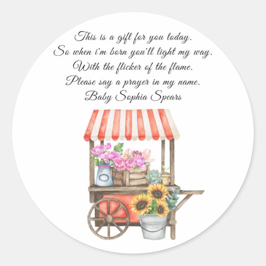 Vor Ort angelegte Babydusche - Gebet Runder Aufkleber (Vorderseite)