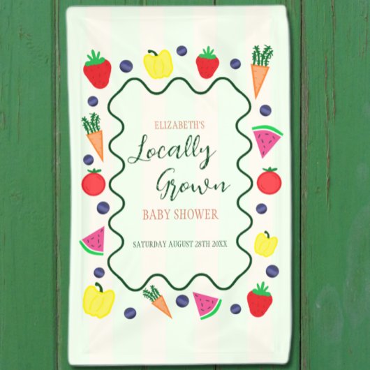 Vor Ort gebaute Baby-Dusche auf dem Bauernmarkt Banner