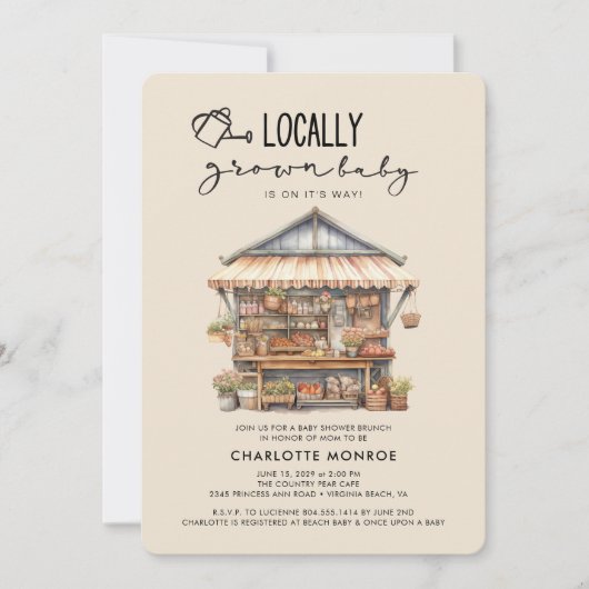 Vor Ort gebaute Baby-Dusche auf dem Bauernmarkt Einladung (Vorderseite)