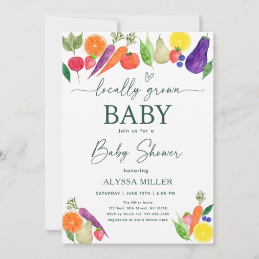 Vor Ort gebaute Baby-Dusche auf dem Bauernmarkt Einladung (Vorderseite)