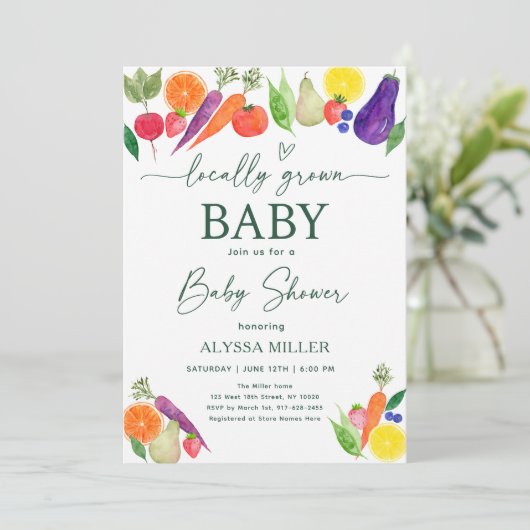 Vor Ort gebaute Baby-Dusche auf dem Bauernmarkt Einladung (Stehend Vorderseite)