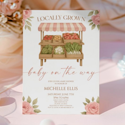 Vor Ort gebaute Baby Farmer's Market Babydusche Einladung