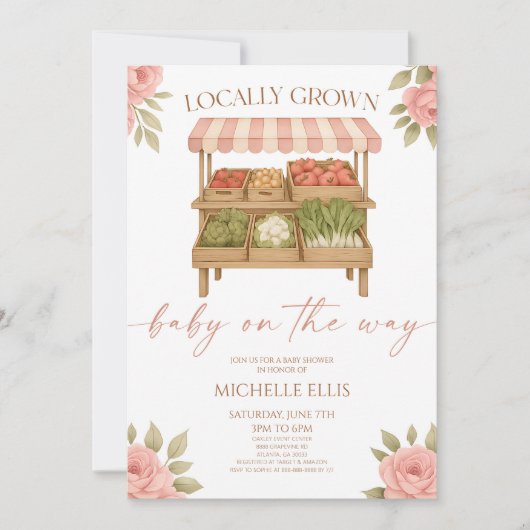 Vor Ort gebaute Baby Farmer's Market Babydusche Einladung (Vorderseite)