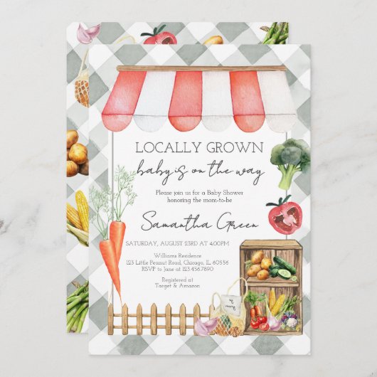 Vor Ort gebaute Babydusche Einladung (Vorne/Hinten)