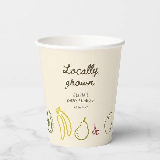 Vor Ort gebaute Babydusche Pappbecher (Rückseite)