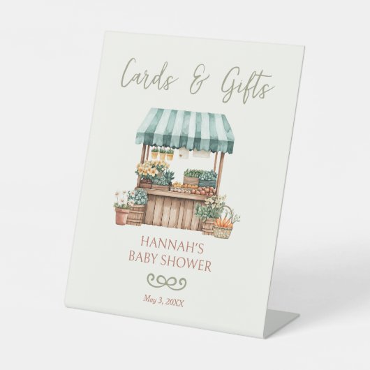 Vor Ort gebaute Karten und Geschenke Kinderdusche Sockelschild (Vorderseite)