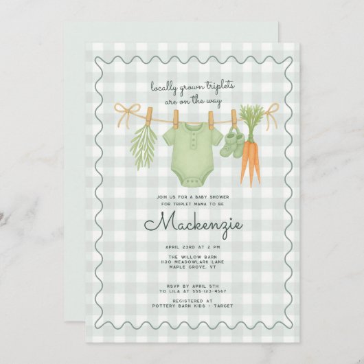 Vor Ort gebaute Kleiderzuchtanlage Triplet Babydus Einladung (Vorne/Hinten)