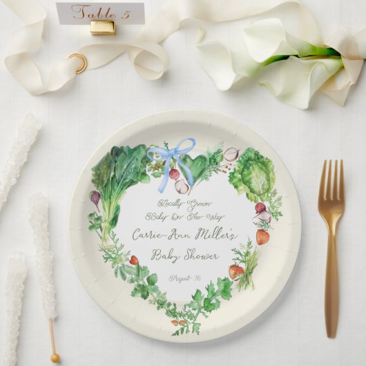 Vor Ort gebautes Baby auf dem Weg zur Babydusche Pappteller (Hochzeit)