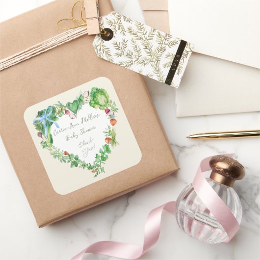 Vor Ort gebautes Baby auf dem Weg zur Babydusche Quadratischer Aufkleber (Schenken)