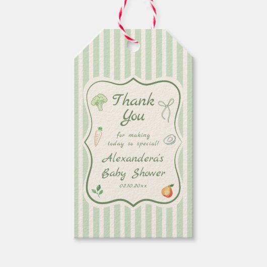 Vor Ort gewachsene Babydusche Danke Geschenkanhänger (Vorderseite)