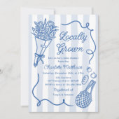 Vor Ort gezüchtete Blue Hand Drawn Baby Shower Einladung (Vorderseite)