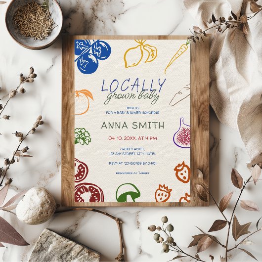 Vor Ort gezüchtetes, handgezogenes Baby-Dusche Einladung