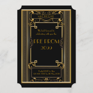 Vor PromJunior, großes Gatsby, Gold, schwarz Save The Date