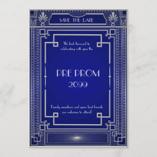 Vor PromJunior, großes Gatsby, Silber, Marine Save The Date