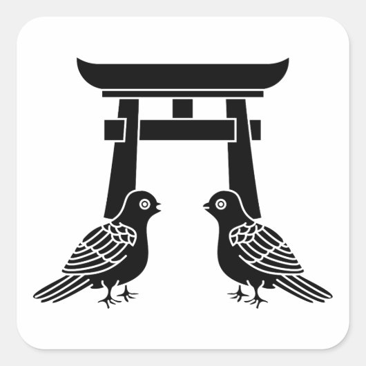 Vor Tauben und Aufkleber auf dem Torii-Platz (Vorderseite)