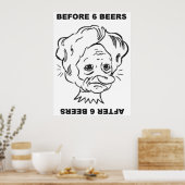 Vor und nach 6 Bieren Poster (Küche)