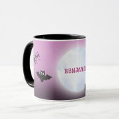 Vor und nach Bat nach Vampire Halloween Tasse (Vorderseite Links)