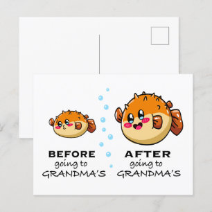Vor und nach dem Besuch bei Oma Lustige Nana Postkarte