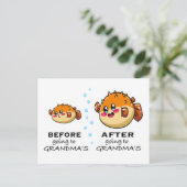 Vor und nach dem Besuch in Oma Funny Nana Postkarte (Stehend Vorderseite)