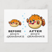 Vor und nach dem Besuch in Oma Funny Nana Postkarte (Vorderseite)