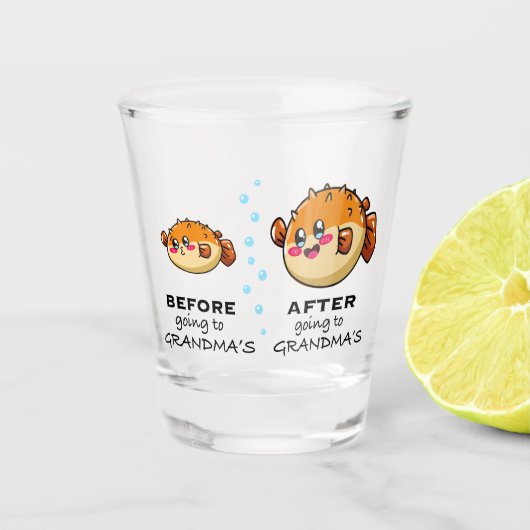 Vor und nach dem Besuch in Oma Funny Nana Schnapsglas (Vorderseite)